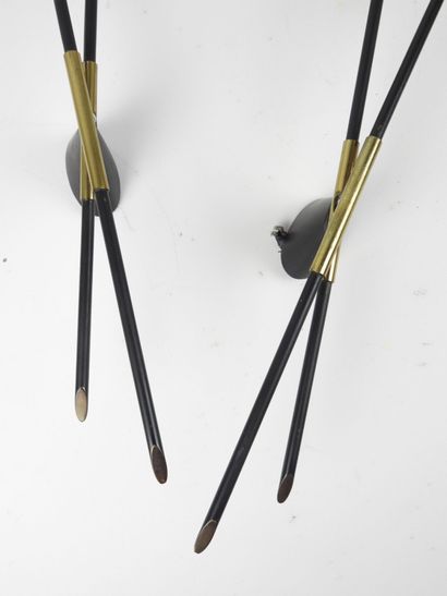LUNEL or STILNOVO: Pair of metal and brass...