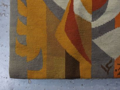 Orange and yellow tapestry. Circa 1960. Signed...