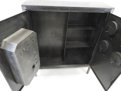 Black-painted iron industrial BUFFET opening...