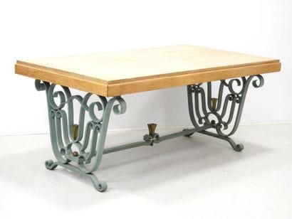 IMPORTANT DINING ROOM TABLE in green lacquered...