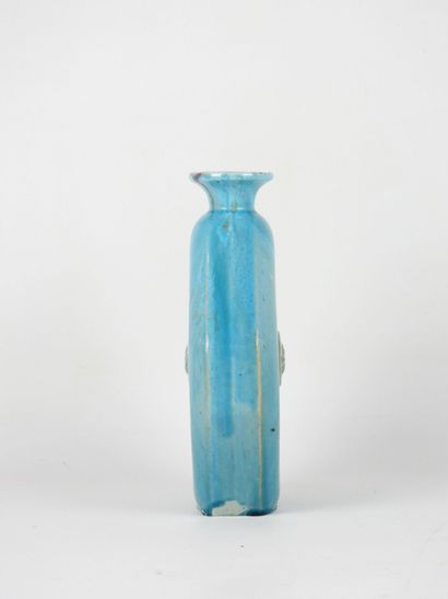 PRIMAVERA: Octagonal turquoise ceramic vase...