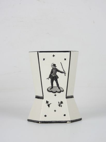 WIENER WERKSTATTE: Ceramic canted vase decorated...