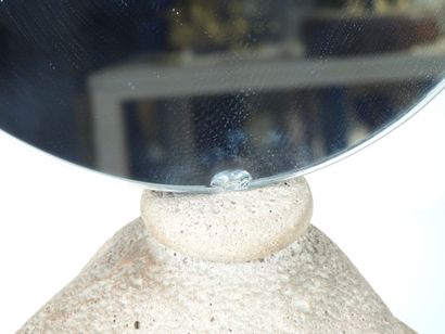 PAIR OF MIRRORS, oval mirror on resin support,...