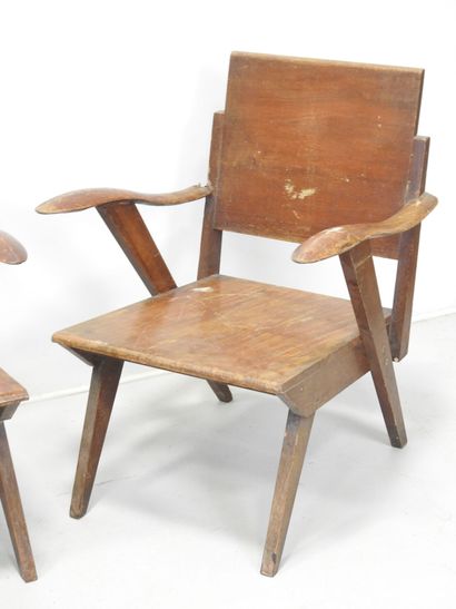 FOUR Reconstruction-type armchairs in exotic...