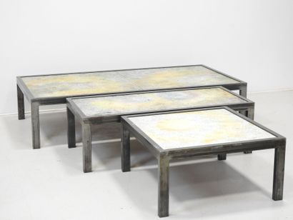 Bernard BUFFAT (20th): Three coffee tables...