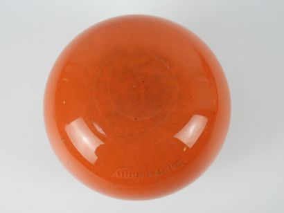 DAUM - Nancy : Ball vase in orange glass....