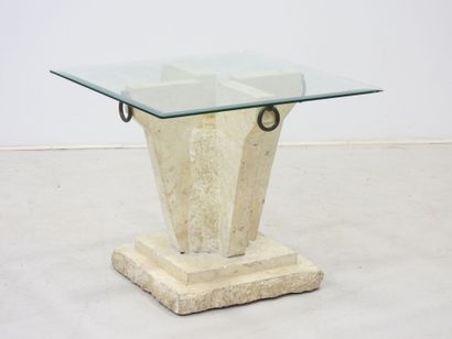 LOW TABLE or end of square sofa with cruciform...