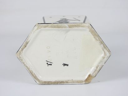 WIENER WERKSTATTE: Ceramic canted vase decorated...