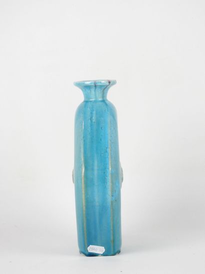 PRIMAVERA: Octagonal turquoise ceramic vase...