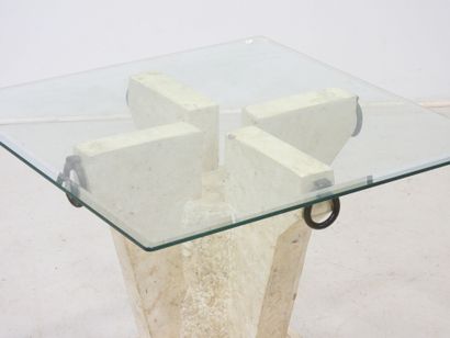 LOW TABLE or end of square sofa with cruciform...