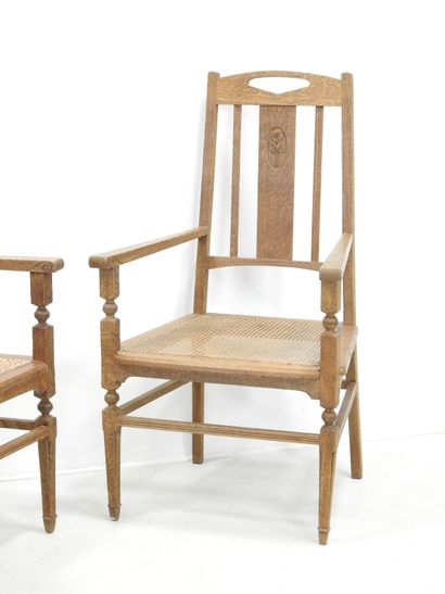 SECESSION VIENNOISE: Pair of wooden caned...