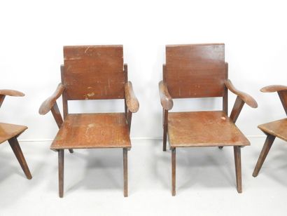 FOUR Reconstruction-type armchairs in exotic...