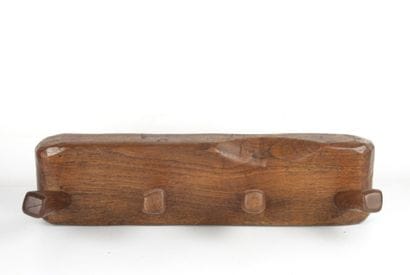Wall-mounted elm coat rack with four coat...