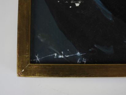 École MODERNE : le miroir bleu. Huile sur...