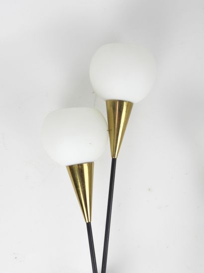 LUNEL or STILNOVO: Pair of metal and brass...