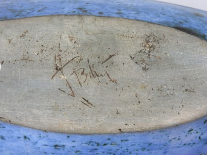 Jacques BLIN (1920-1995) : Oblong blue glazed...