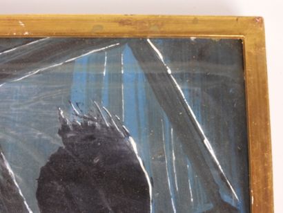 École MODERNE : le miroir bleu. Huile sur...