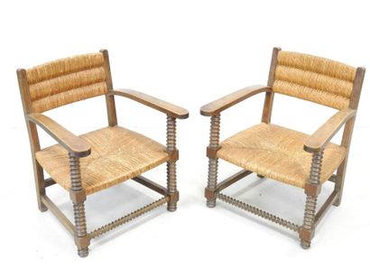 Charles DUDOUYT (in the style) Pair of armchairs...