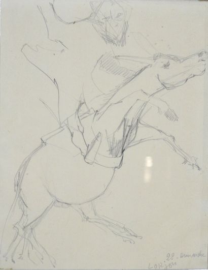 Bernard LORJOU (1908-1986): Rider on horseback....
