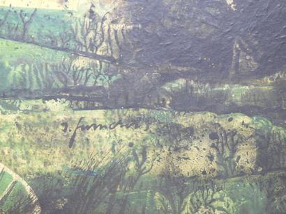 René FUMERON (1921-2004). Landscape with...