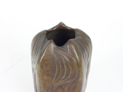 Brown patina bronze VASE with naturalistic...