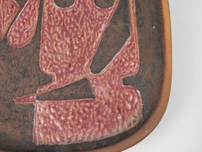 Ceramic dish of cubic inspiration decorated...