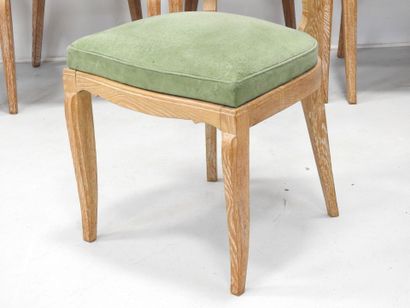 SIX CHAIRS in ceruse oak, the back decorated...