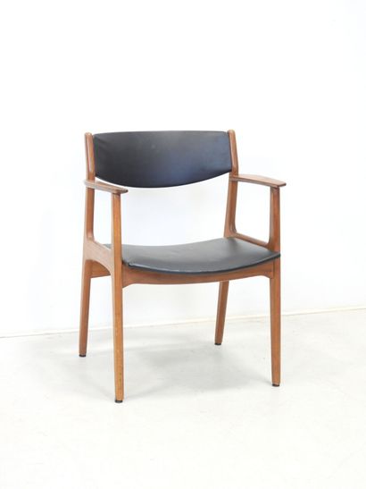 Scandinavian armchair in teak, upholstered...