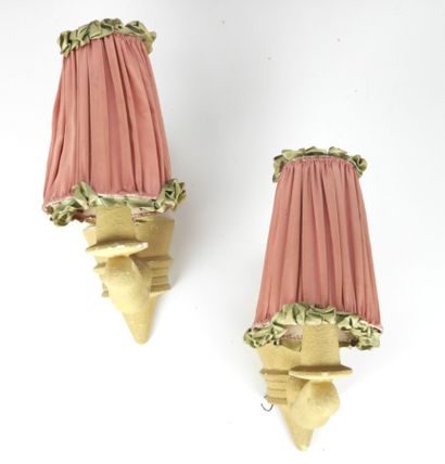 ARLUS. Pair of sconces in plaster. Mark on...