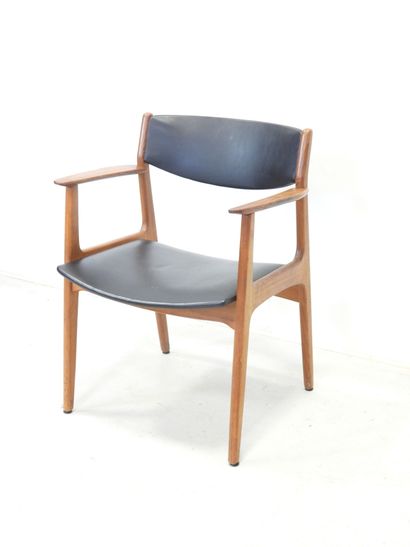 Scandinavian armchair in teak, upholstered...