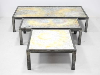 Bernard BUFFAT (20th): Three coffee tables...
