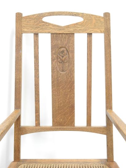 SECESSION VIENNOISE: Pair of wooden caned...