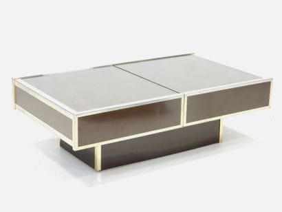 Rectangular LOW TABLE forming a bar in chromed...