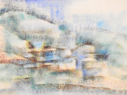 École FRANCAISE - XXeme
Village vue cubisante.
Aquarelle....