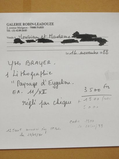 Yves BRAYER (1907-1990)
Paysage d'Eygaliere
Lithographie...