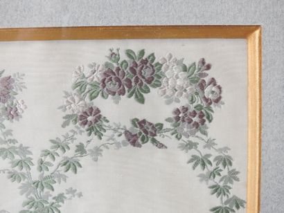 Embroidery on silk decorated with a couple...