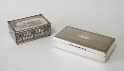 Set of 2 rectangular silver-plated cigarette...