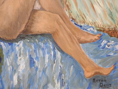 Anton RUIZ - XXeme
Nu féminin au drap bleu
Huile...