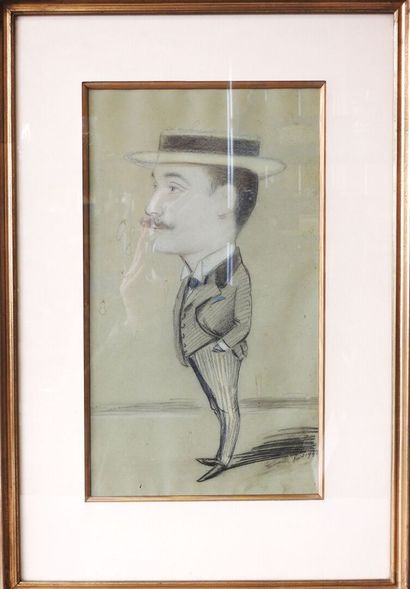 Anonyme - XXeme
Jeune homme au canotier
Fusain...
