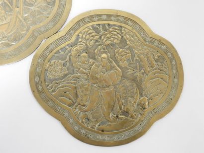 INDOCHINE - XIXeme
Paire de plaques ornementales...