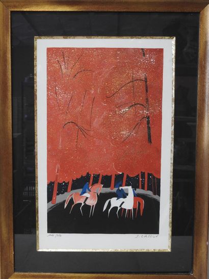 Serge LASSUS (né en 1933)
Cavaliers en forêt
Lithographie...