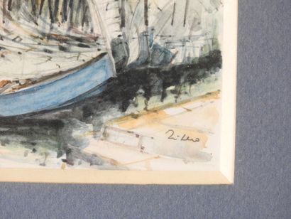 LIBERO - XXeme
Les gondoles à Venise.
Aquarelle,...