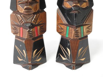 JAPON
Paire de poupées Ainu, représentant...