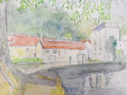 Louise CLAEYSEN (1903-1997)
Bord de rivière.
Aquarelle...