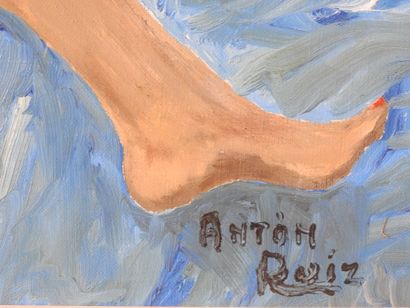 Anton RUIZ - XXeme
Nu féminin au drap bleu
Huile...