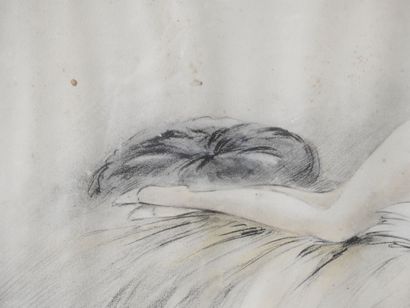 E. NAUDY (1866-1944)
Female nude with cigarette
Aquatint
Signed...