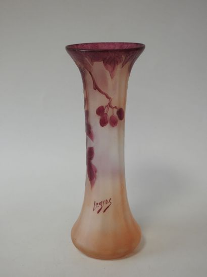 LEGRAS
Double acid-etched glass flared neck...