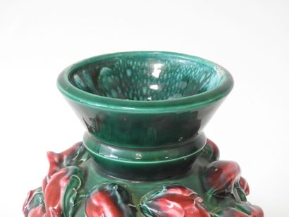 SCHNEIDER
Vase en faïence à col évasé, couverte...