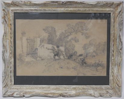 V. QUENESCOURT - XIXeme
Jeux d'enfants.
Graphite....