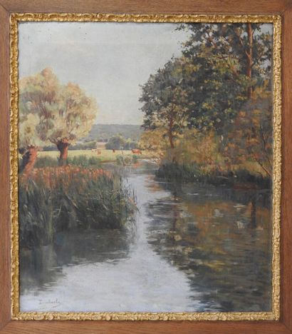 DOMBASLE - Fin XIXeme
Bords de rivière.
Huile...